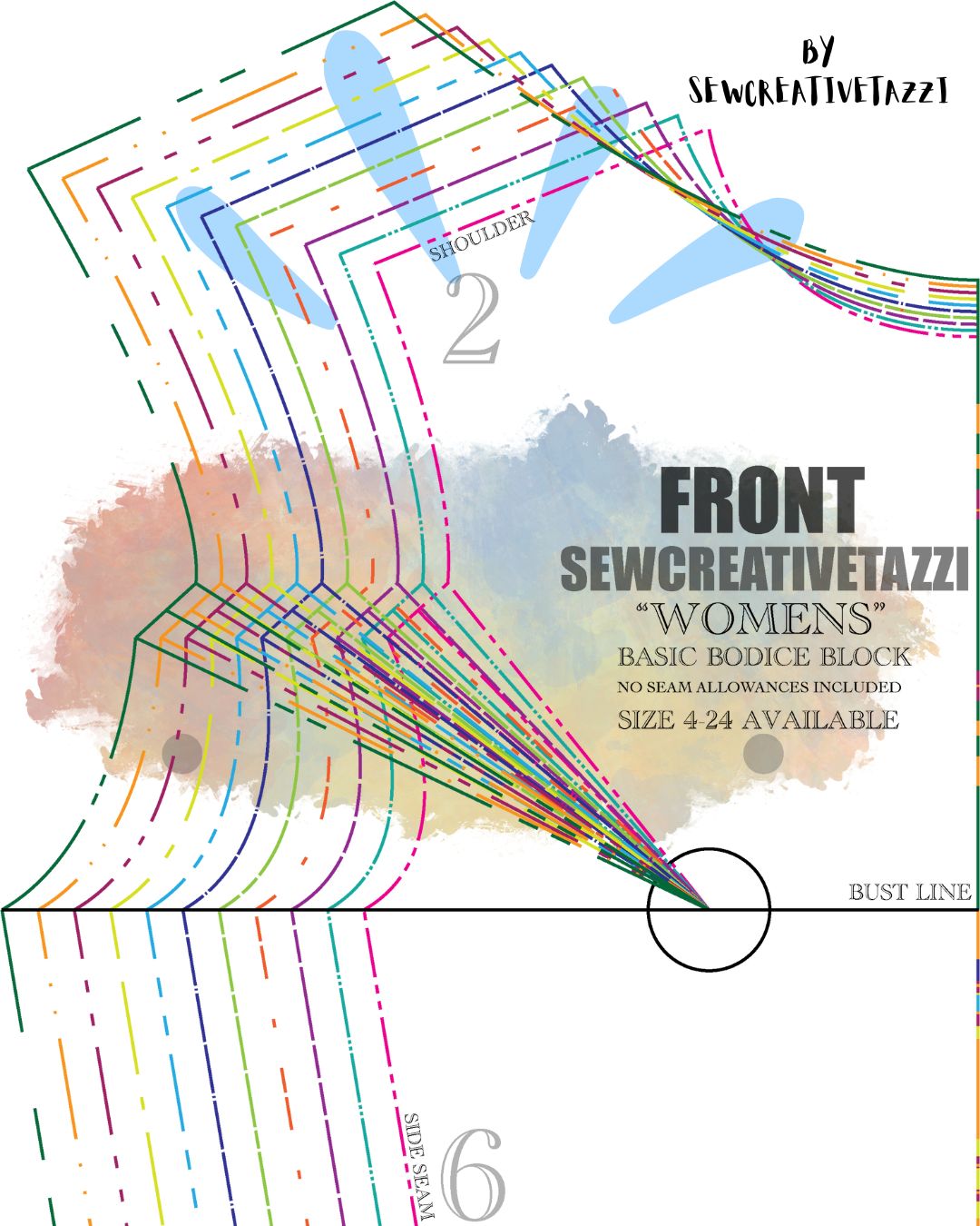 Basic Bodice Block PDF Sewing Pattern – Sizes 4-24