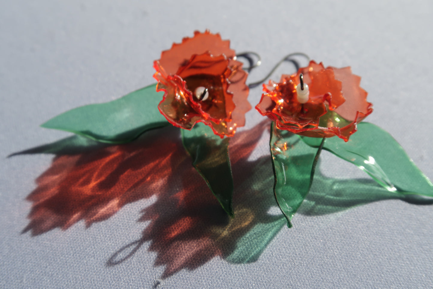 Handcrafted Upcycled Plastic Bottle Flower Earrings – Eco-Friendly & Lightweight