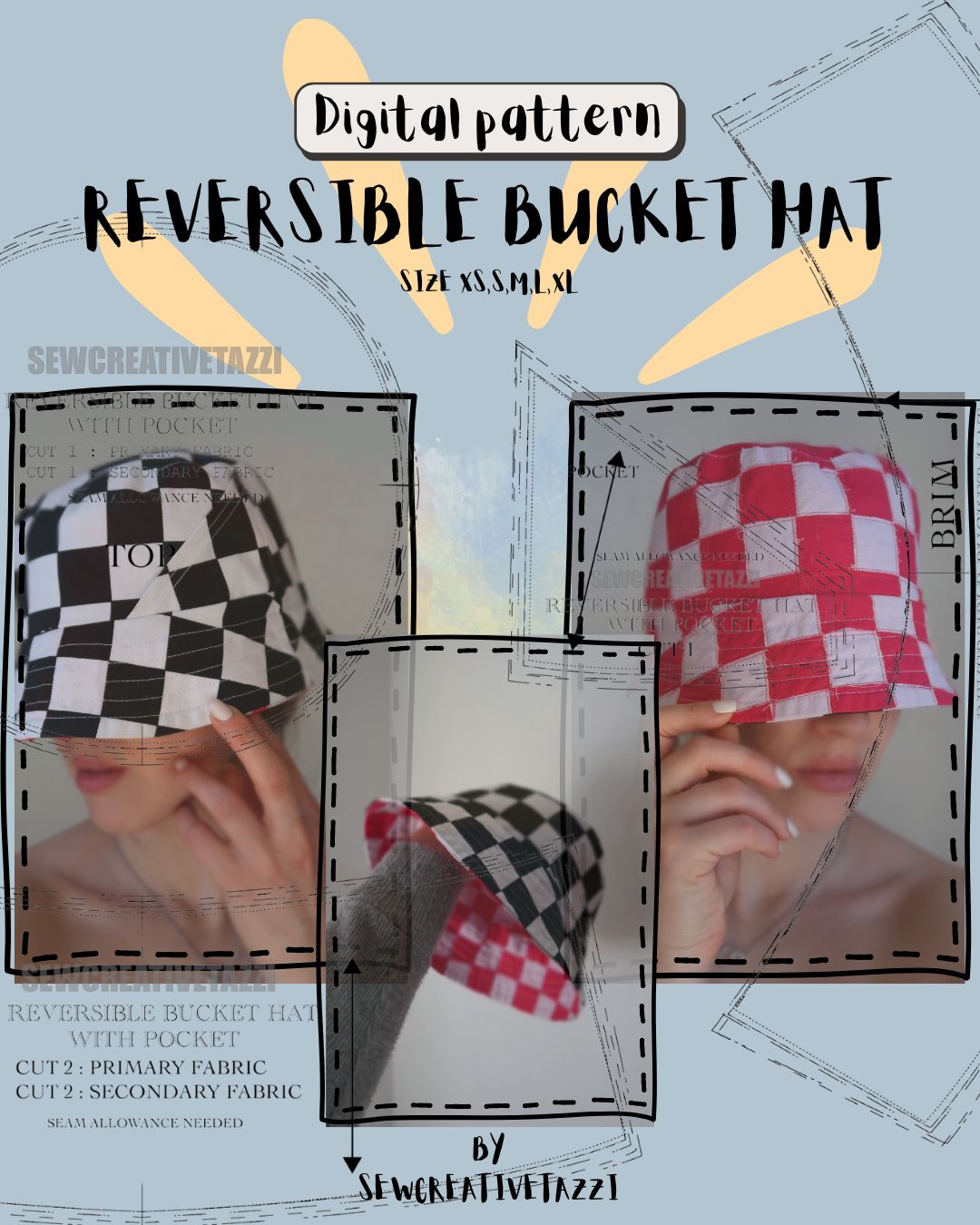 PDF pattern / Reversible Bucket Hat
