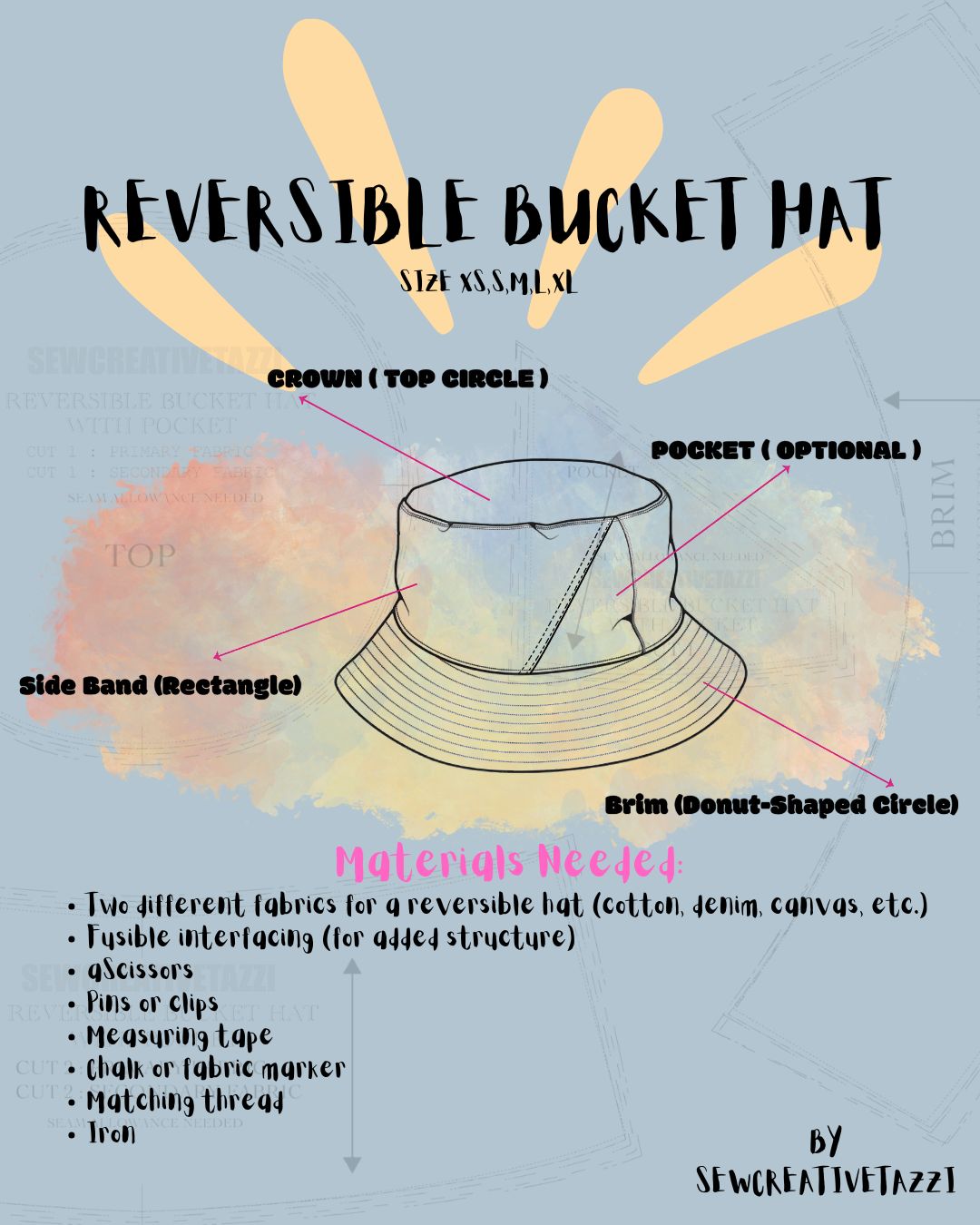 PDF pattern / Reversible Bucket Hat