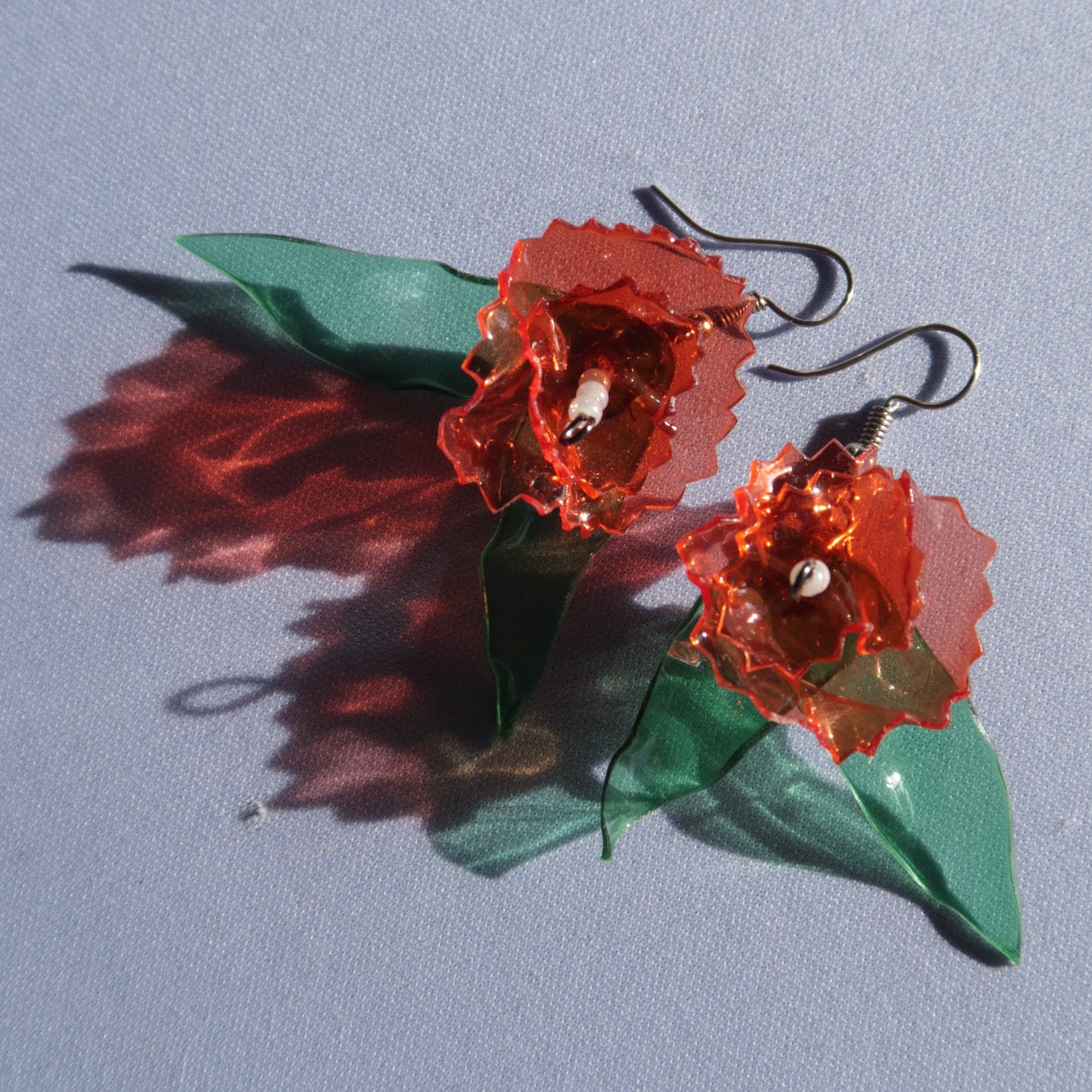Handcrafted Upcycled Plastic Bottle Flower Earrings – Eco-Friendly & Lightweight