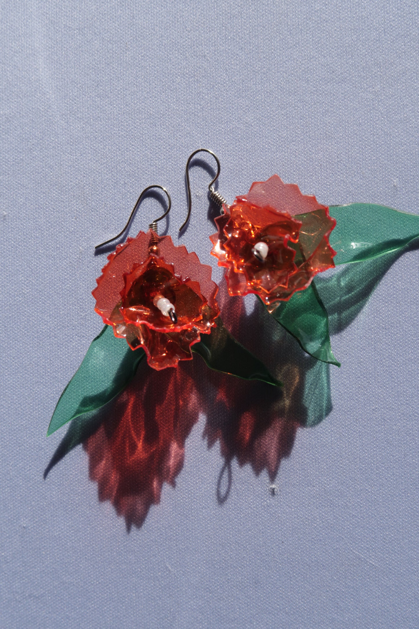 Handcrafted Upcycled Plastic Bottle Flower Earrings – Eco-Friendly & Lightweight