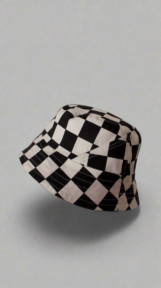 Handmade Patchwork Checkered Bucket Hat – Two Looks in One